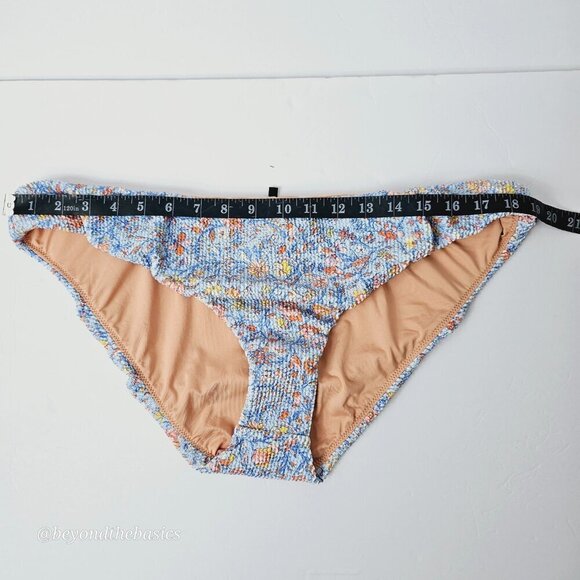 J.Crew Women's Blue Floral Scrunchie Low Rise Hipster Bikini Bottom Size 2X NWT - Picture 9 of 10